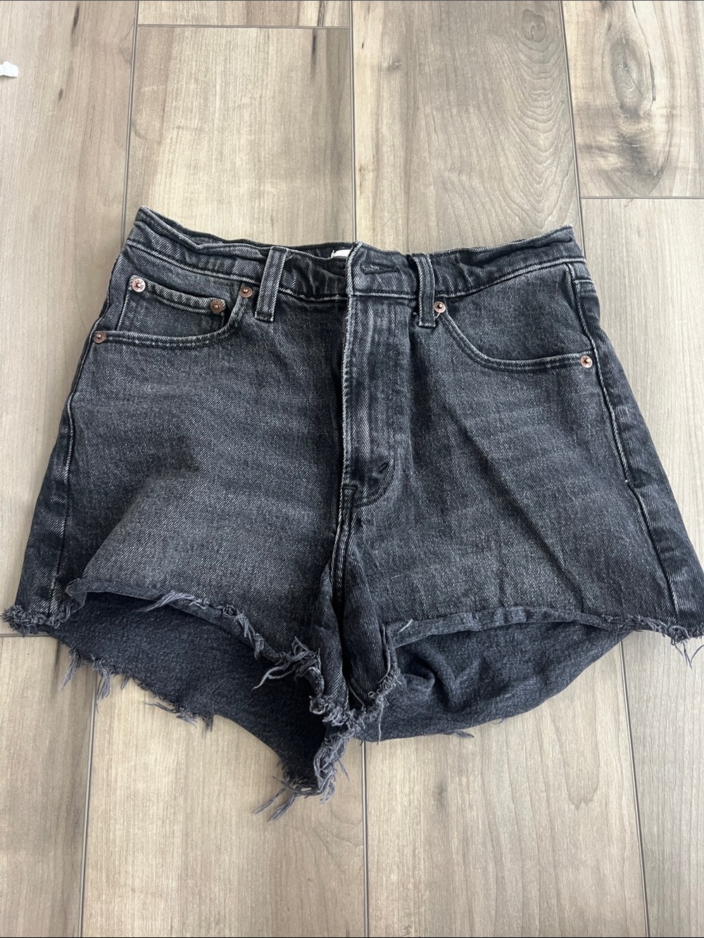 Abercrombie & Fitch Black Washed High-Rise Cutoff Denim Shorts